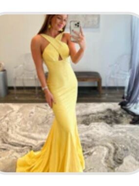 Berlinnova Women’s Mermaid Halter Yellow Backless Long Prom Dress New US 4